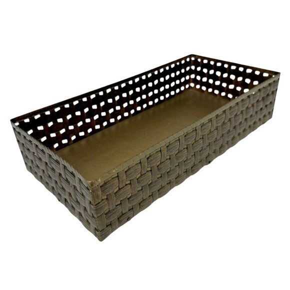 Vintage Tissue Box Holder Stylebuilt Metal Basket Tray Goldtone Bath Accessory - Picture 1 of 10